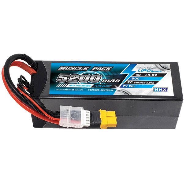 NHX Muscle Pack 4S 14.8V 5200mAh 50C Hard Case Lipo Battery w/ XT60 Connector