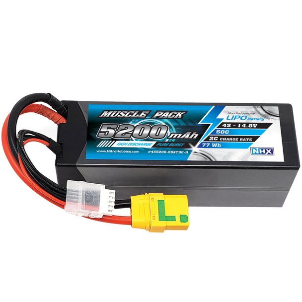 NHX Muscle Pack 4S 14.8V 5200mAh 50C Hard Case Lipo Battery w/ XT90 Connector
