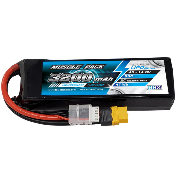 NHX Muscle Pack 4S 14.8V 3200mAh 50C Lipo Battery w/ XT60 Connector