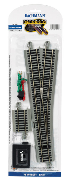 Bachmann 44566 EZ-Track Remote Turnout-Right #5 w/ Nickel Silver Rails HO Scale