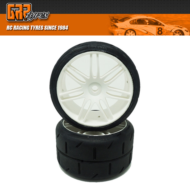 GRP GWH02-XM0 1:5 TC - W02 REVO XM0 UltraSoft Tire w/ White Wheel (2)