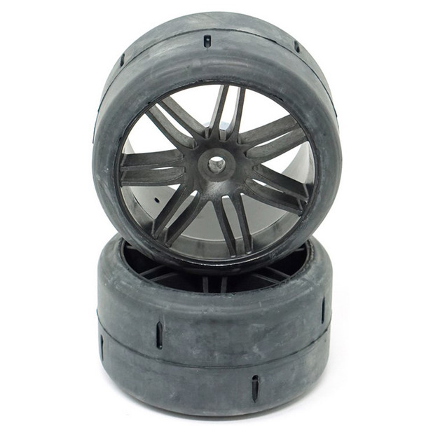 GRP GWX03-XM2 1:5 TC W03 SLICK XM2 Soft Tires w/ Black Wheels (2)