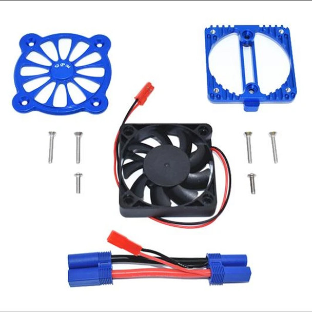 GPM Aluminum Motor Heatsink w/ Cooling Fan Blue : 1/10 4S Kraton / 3S Senton