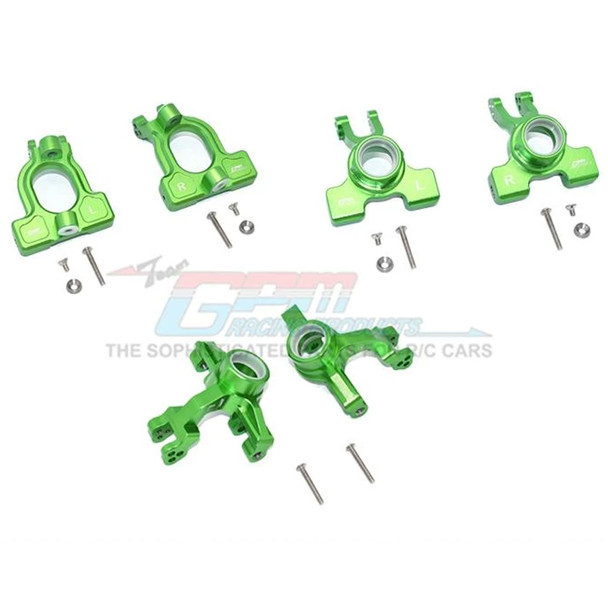 GPM Alum Front C-Hubs + Front & Rear Knuckle Arms Green : 1/10 Kraton 4S BLX