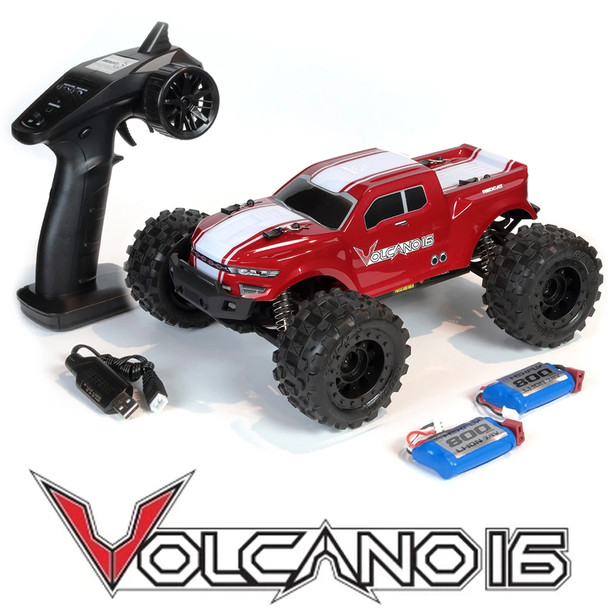 Redcat RER13648 1/16 Volcano-16 Brushed Monster Truck RTR Red w/Battery/Charger