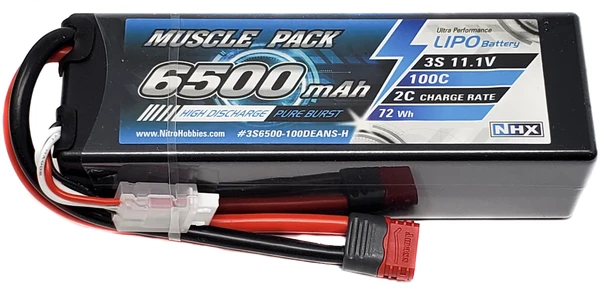 NHX Muscle Pack 3S 11.1V 6500mAh 100C Hard Case Lipo Battery w/ DEANS Connector