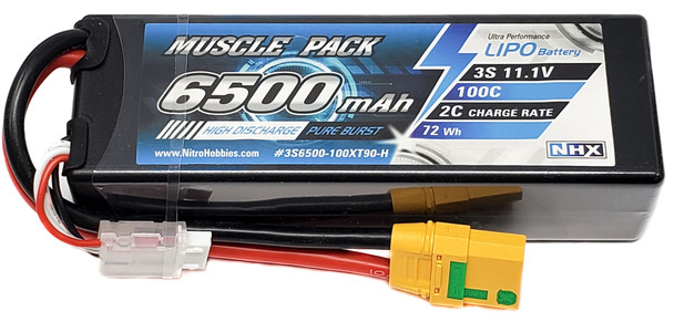 NHX Muscle Pack 3S 11.1V 6500mAh 100C Hard Case Lipo Battery w/ XT90 Connector