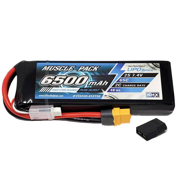 NHX Muscle Pack 2S 7.4V 6500mAh 65C Lipo Battery w/ Traxxas Adapter