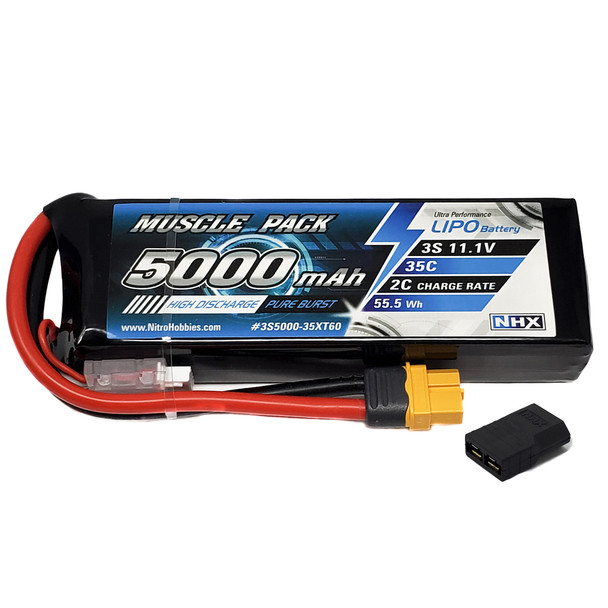 NHX Muscle Pack 3S 11.1V 5000mAh 35C Lipo Battery w/ Traxxas Adapter