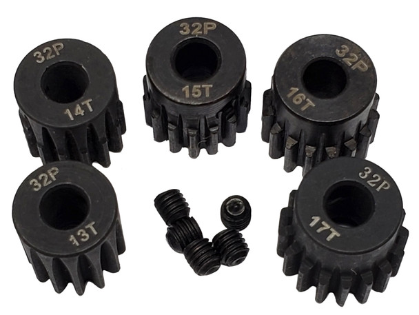 NHX 32P 5mm Bore Hardened Steel Pinion Gears: 13T, 14T, 15T,16T,17T