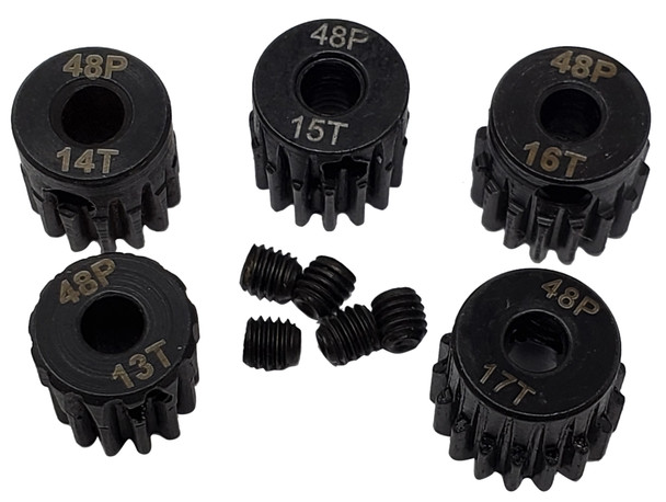 NHX 48P 3.17mm Bore Hardened Steel Pinion Gears: 13T, 14T, 15T,16T,17T