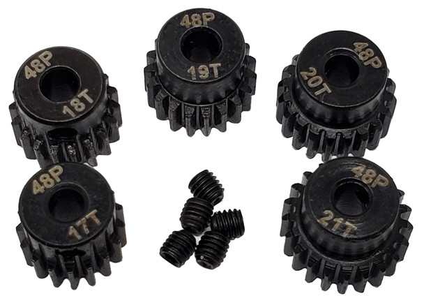 NHX 48P 3.17mm Bore Hardened Steel Pinion Gears: 17T, 18T, 19T, 20T, 21T