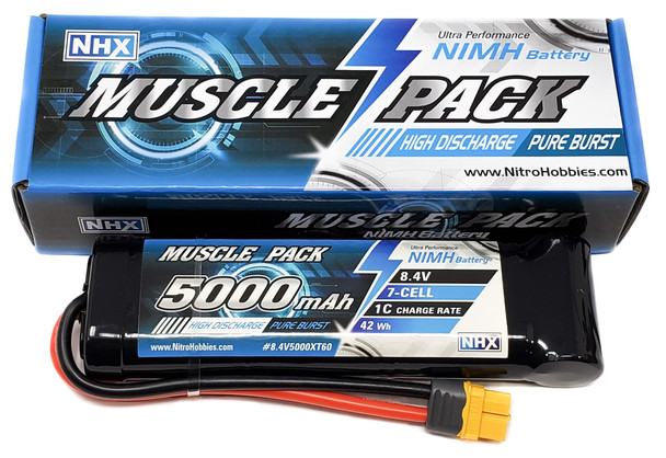 NHX Muscle Pack 8.4V 5000mAh 7-Cell Nimh Battery w/ XT60 Connector