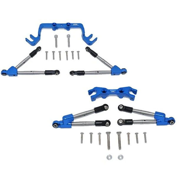 GPM Aluminum Front & Rear Tie Rods w/ Stabilizer Blue : Traxxas Hoss 4x4 VXL