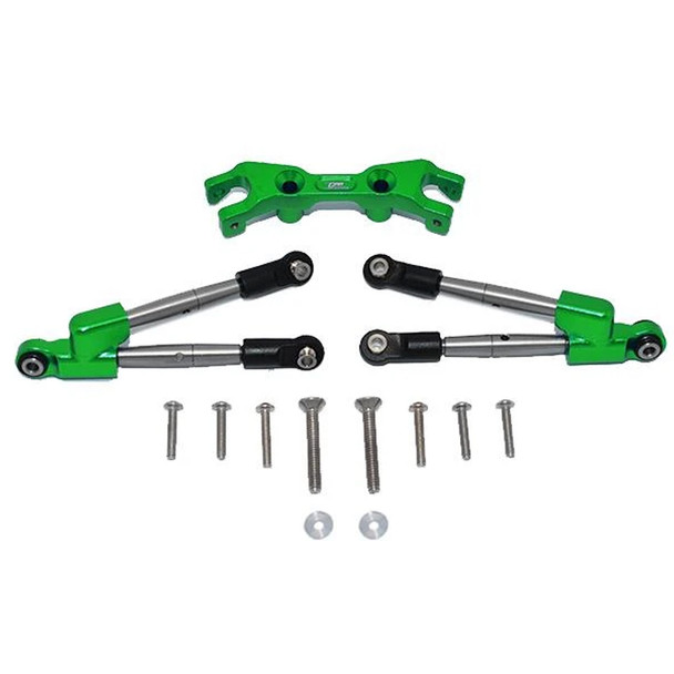 GPM Racing Aluminum Rear Tie Rods w/ Stabilizer Green : Traxxas Hoss 4x4 VXL
