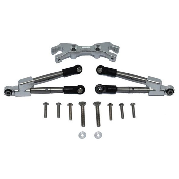 GPM Racing Aluminum Rear Tie Rods w/ Stabilizer Grey : Traxxas Hoss 4x4 VXL
