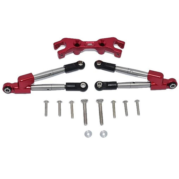 GPM Racing Aluminum Rear Tie Rods w/ Stabilizer Red : Traxxas Hoss 4x4 VXL