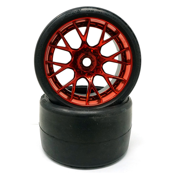 Sweep Racing SRC Monster Truck VHT Crusher Belted Tire Red Wheel (2Pcs) Set