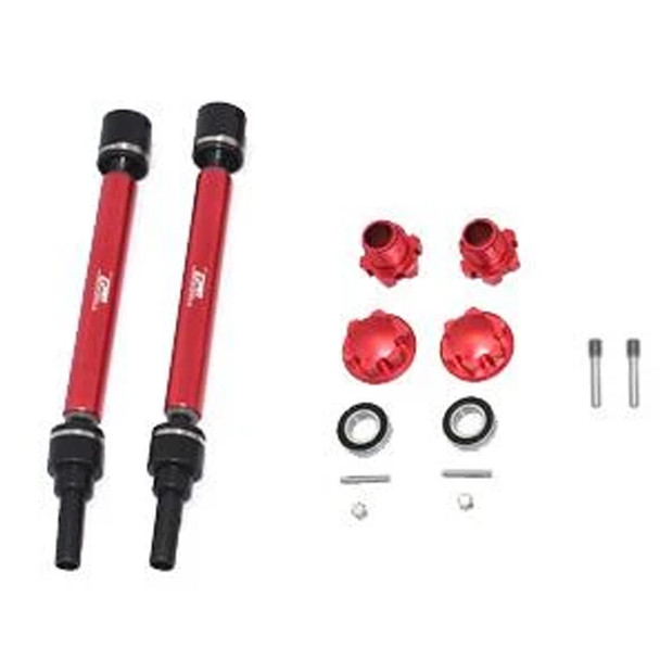 GPM Steel+Alum F/R Adjustable CVD Drive Shaft+Hex Adapter+Whl Lock Red : Maxx