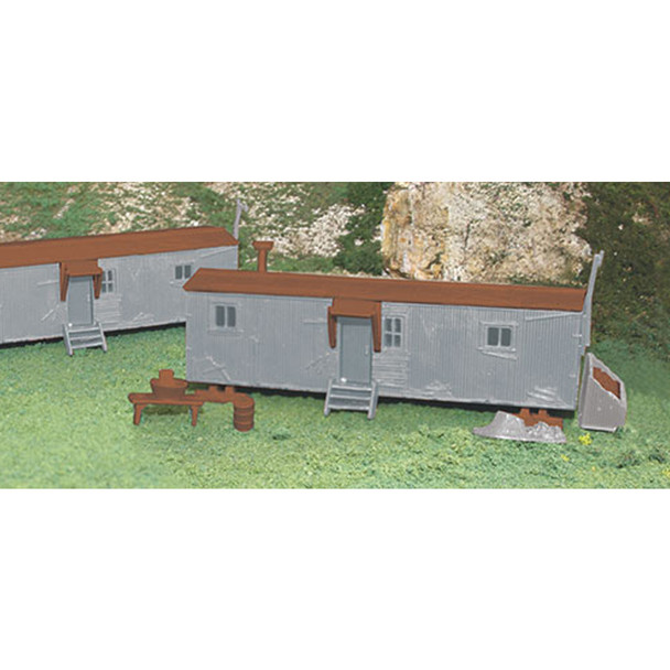 Bachmann 45176 Plasticville Railroad Work Sheds Gray & Oxide Red Kit HO Scale