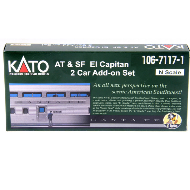 Kato 10671171 Santa Fe "El Capitan" 2-Car Passenger w/ Interior Lights Set N Scale