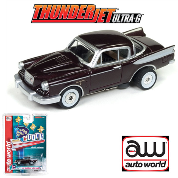 Auto World Thunderjet Ultra G R22 1957 Studebaker Hawk Cherry HO Scale Slot Car