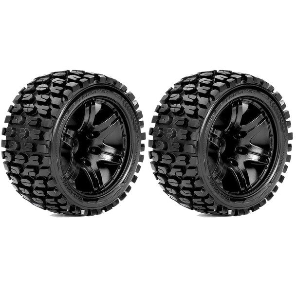 Roapex R/C Tracker 1/10 Stadium Truck Tires Mounted on Black Wheels 12mm Hex (2)