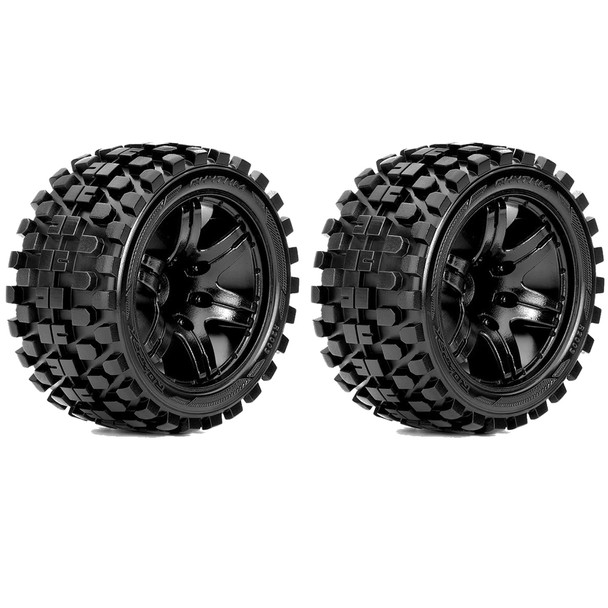 Roapex R/C Rhythm 1/10 Stadium Truck Tires Mounted on Black Wheels 12mm Hex (2)
