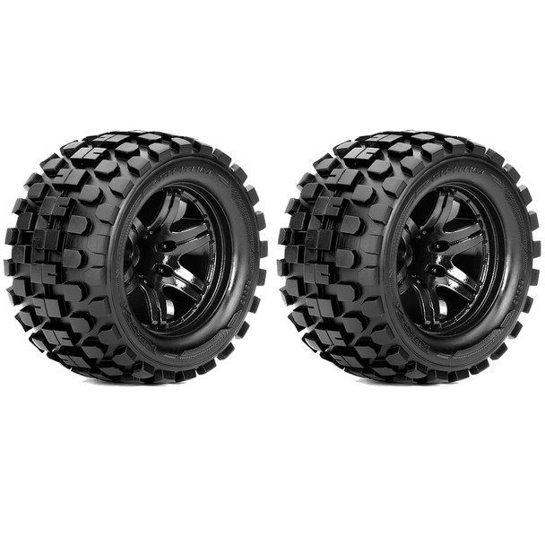Roapex R/C Rhythm 1/10 Monster Truck Tires Mounted on Black Wheels 12mm Hex (2)