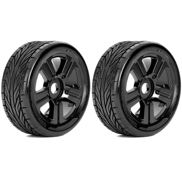 Roapex R/C Trigger 1/8 Buggy Tires Mounted on Black Wheels 17mm Hex (2)