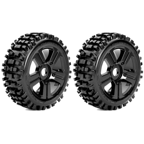 Roapex R/C Rhythm 1/8 Buggy Tires Mounted on Black Wheels 17mm Hex (2)