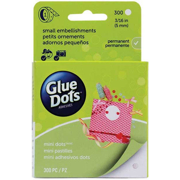 Glue Dots 33794 Permanent Mini Glue Dots Roll - 3/16" Diameter (300Pcs)