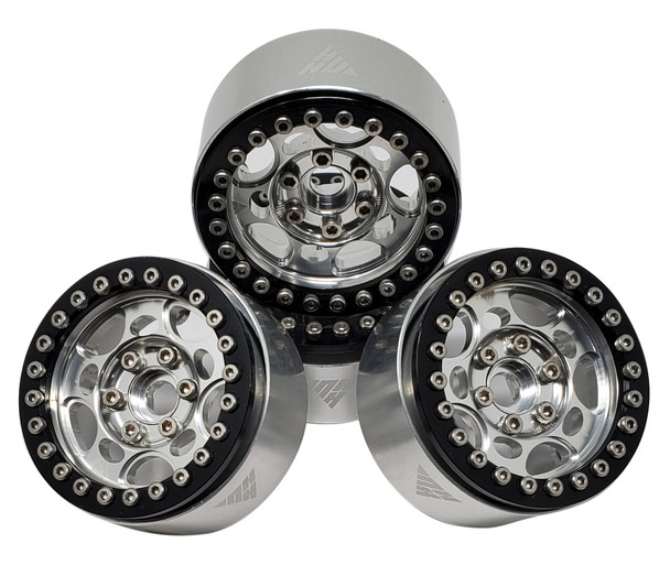 NHX RC 1.9" Aluminum Beadlock Crawler Wheels Rims - Silver / Black 4pcs/set