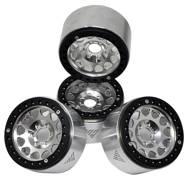 NHX RC 2.2'' Aluminum Beadlock Crawler Wheels Rims - M105 Silver/Black 4pcs/set