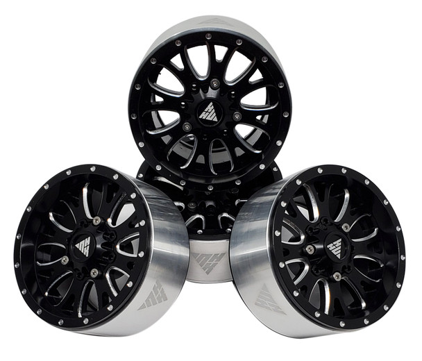 NHX RC 2.2'' Aluminum Beadlock Crawler Wheels Rims - Black/Silver 4pcs/set