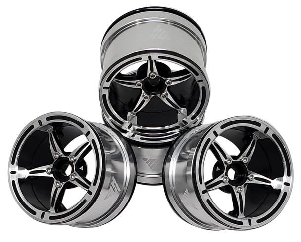 NHX RC 2.2'' Aluminum Beadlock Crawler Wheels Rims - Silver / Black 4pcs/set