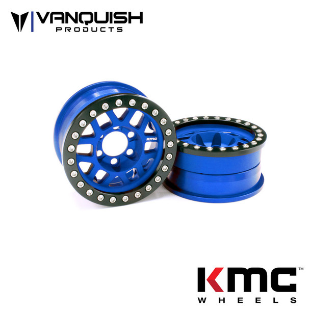 Vanquish VPS07743 1.9 Aluminum KMC XD229 Machete V2 Beadlock Blue Wheels (2)