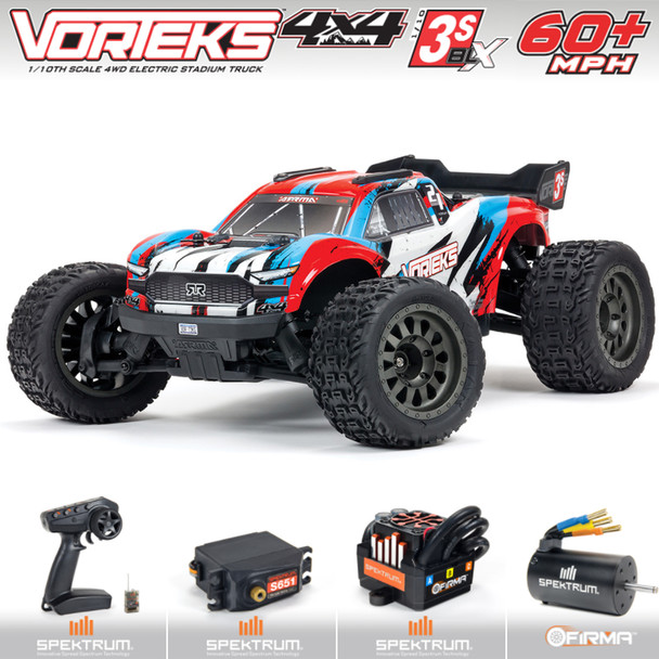 ARRMA ARA4305V3T1 1/10 VORTEKS 4X4 3S BLX Stadium Truck RTR Red