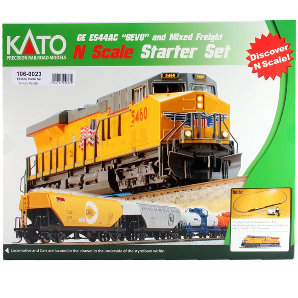 Kato 1060023 GE ES44AC GEVO & Mixed Freight Starter Set Union Pacific N Scale