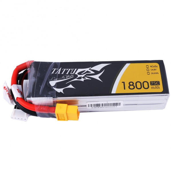 Tattu 4S 1800mAh 14.8V 75C 4S1P Lipo Battery Pack with XT60 Connector