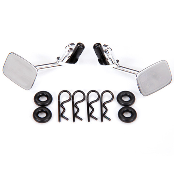 Traxxas 9121 Mirrors / Side Chrome Left & Right/ O-rings (4) / Body Clips (4) : TRX-4