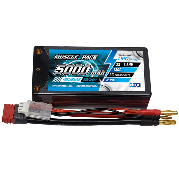 NHX Muscle Pack 2S 7.6 HV 5000mAh 130C Shorty Lipo Battery w/ DEANS Connector