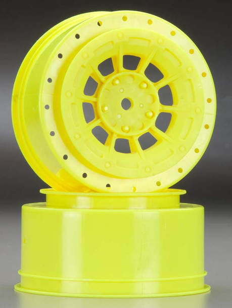 JConcepts 3344Y Hazard 3mm Wider 12mm Hex Wheels Yellow (2) SC10 / 4x4