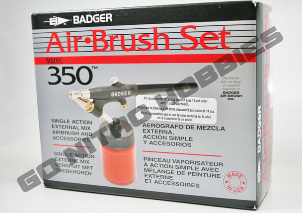 Badger 350 Medium Head Airbrush Set Single Action / Bottom Feed 350-1M