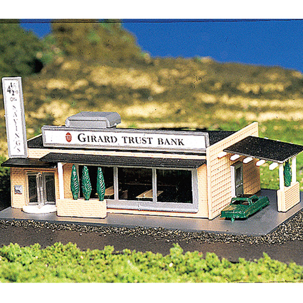 Bachmann 45804 Plasticville Drive-In Bank w/ Figure 3 x 4-3/4" N Scale