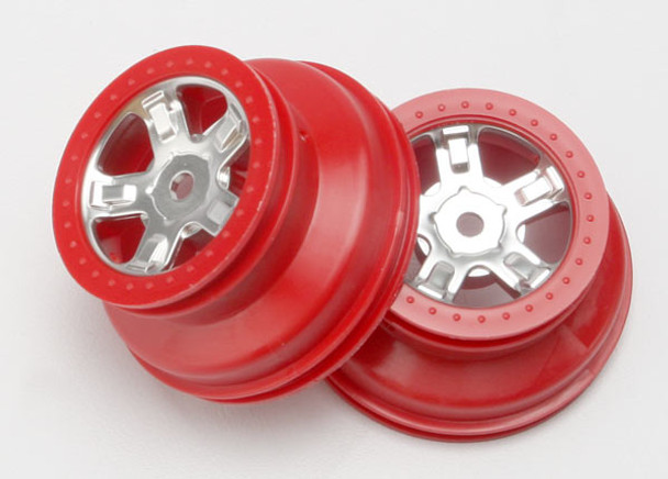 Traxxas 7072A SCT Dual Profile Satin Chrome Red Wheels (2)