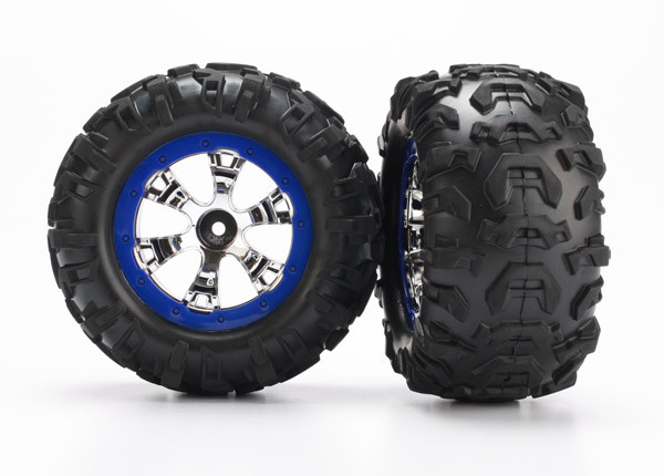 Traxxas 7274 Canyon AT Tires w/ Blue Geode Wheels (2) 1/16 Summit / Grave Digger