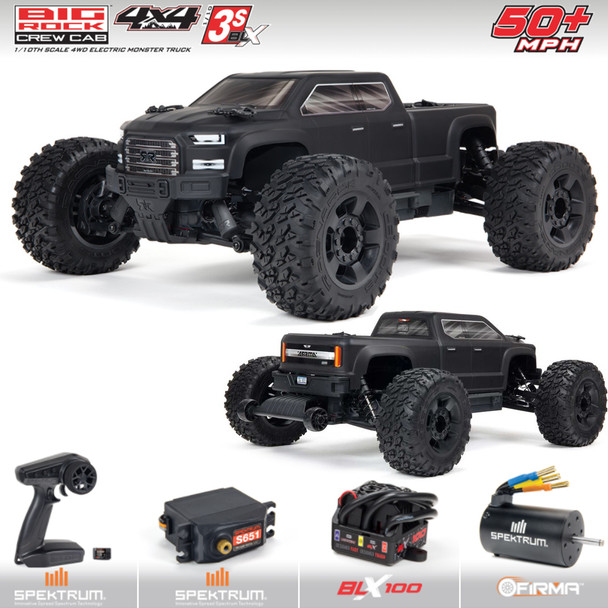 ARRMA ARA4312V3 1/10 BIG ROCK 4X4 V3 3S BLX Brushless Monster Truck RTR Black