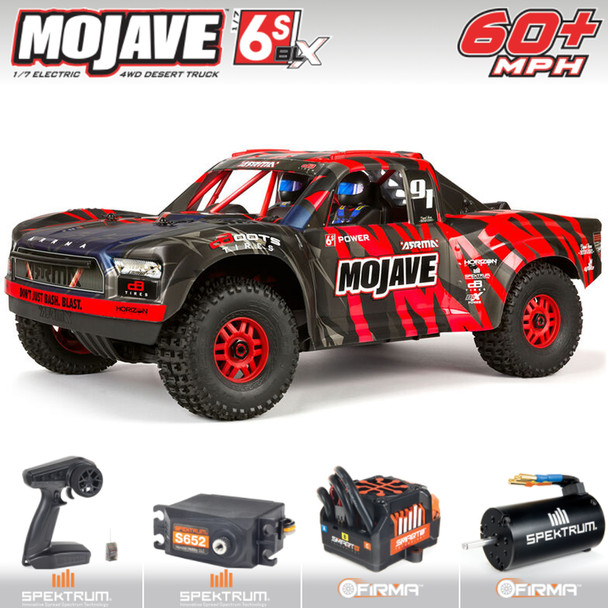 ARRMA ARA7604V2T2 1/7 MOJAVE 6S V2 4WD BLX Desert Truck w/ Spektrum Firma RTR Red/Black