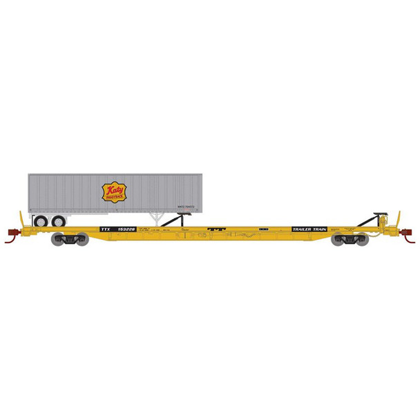 Athearn ATH14693 N F89-F89'8" TOFC Flat Car w/ 40 Trailer TTX Yellow MKT N Scale